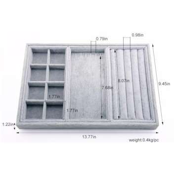 Oirlv Velvet Jewelry Organizer Tray - 4 in 1 Stackable Design