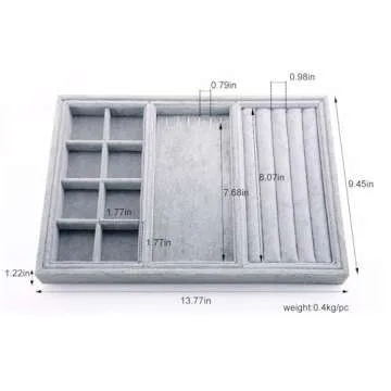 Oirlv Velvet Jewelry Organizer Tray - 4 in 1 Stackable Design