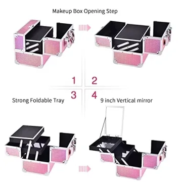 Joligrace Mermaid Pink Makeup Train Case Organizer