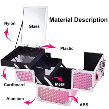 Joligrace Mermaid Pink Makeup Train Case Organizer