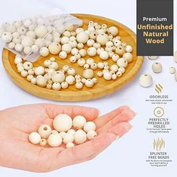 225 Pcs Unfinished Wooden Beads for Crafting Gifts