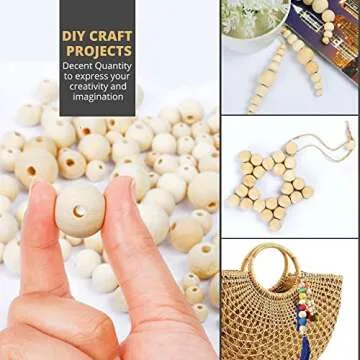 225 Pcs Unfinished Wooden Beads for Crafting Gifts