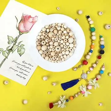 225 Pcs Unfinished Wooden Beads for Crafting Gifts