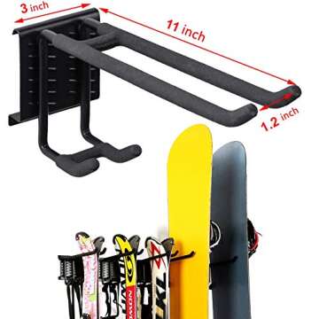 WALMANN Garage Storage Organization System Ski Wall Rack 10 Pairs of Skis Mount Hanger Home Shed and Garage Snowboard Wall Rack System Holds Up to 300lbs