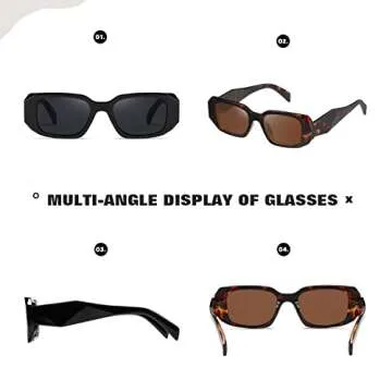 MASDUN Y2k Sunglasses Women and Men Square Trendy Show shades Retro fashion vogue UV Protection sunglasses (Black/Tofu pudding color)