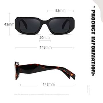 MASDUN Y2k Sunglasses Women and Men Square Trendy Show shades Retro fashion vogue UV Protection sunglasses (Black/Tofu pudding color)