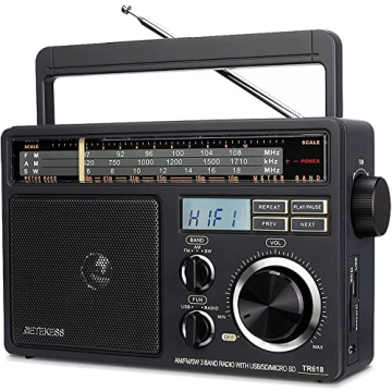 Retekess TR618 AM FM Radio, Portable Shortwave Radio with USB and SD Support for Best Home Listening