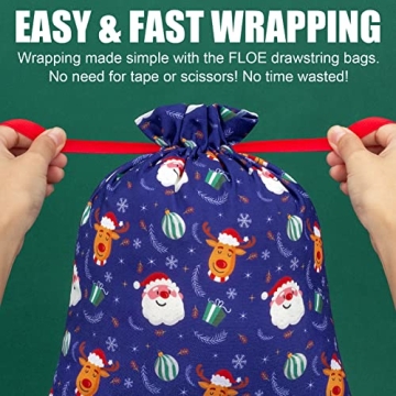 10 Assorted Christmas Drawstring Gift Bags for Gifting