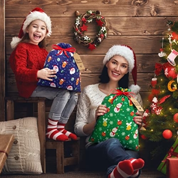 10 Assorted Christmas Drawstring Gift Bags for Gifting