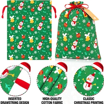 10 Assorted Christmas Drawstring Gift Bags for Gifting