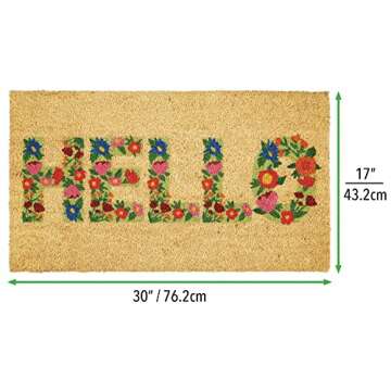 mDesign Welcome Coir & Rubber Doormat for Indoor/Outdoor