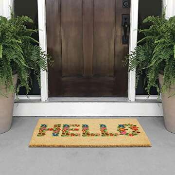 mDesign Welcome Coir & Rubber Doormat for Indoor/Outdoor
