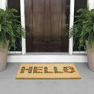 mDesign Welcome Coir & Rubber Doormat for Indoor/Outdoor