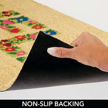 mDesign Welcome Coir & Rubber Doormat for Indoor/Outdoor