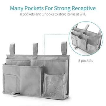 Bseash Bunk Bed Organizer, Bedside Caddy Hanging Bed Organizer Storage Bag 8 Pockets, for College Do...