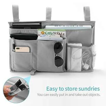 Bseash Bedside Caddy Organizer with 8 Pockets for Convenient Storage