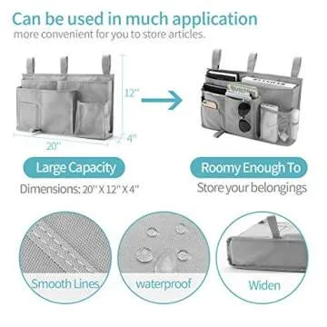 Bseash Bedside Caddy Organizer with 8 Pockets for Convenient Storage