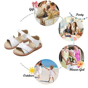 Felix & Flora Toddler Girl White Sandals Size 9 - Little Girl Easter Summer Dress Shoes Lightweight Open Toe Beach Holiday