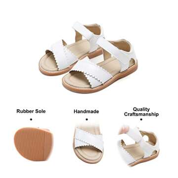 Felix & Flora Toddler Girl White Sandals Size 9 - Little Girl Easter Summer Dress Shoes Lightweight Open Toe Beach Holiday