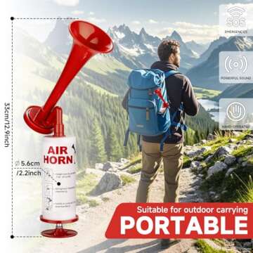 Handheld Air Horn, BANHAO Aluminum Loud Noise Maker Safety Boat Car Sports Events Handheld Air Pump Loud Safety Horn for Boats