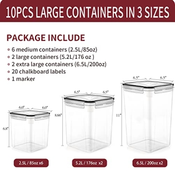 PRAKI Airtight Food Storage Containers - 10PCS Set