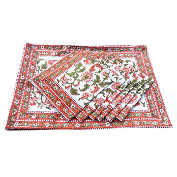 Elegant 100% Cotton Placemat and Napkin Set (Blue 2)