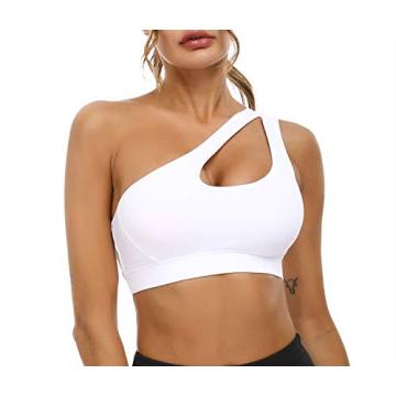 Sykooria Womens One Shoulder Sports Bras | Workout Yoga Bra - Sexy & Cute Medium Support in White