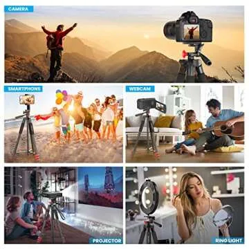 65” Phone Tripod, Tripod for iPhone, Cellphone Tripod with Remote Shutter & Phone Holder for Live Streaming & Video Recording, Compatible with iOS/Android/Camera (Included Carry Bag)