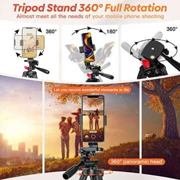 65” Phone Tripod, Tripod for iPhone, Cellphone Tripod with Remote Shutter & Phone Holder for Live Streaming & Video Recording, Compatible with iOS/Android/Camera (Included Carry Bag)