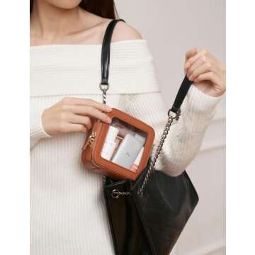 Popvibe Clear Makeup Bag Toiletry Case Travel Transparent Cosmetic Bag with Zipper, Portable Make Up Organizer Traveling Compact Car Bag for Essentials