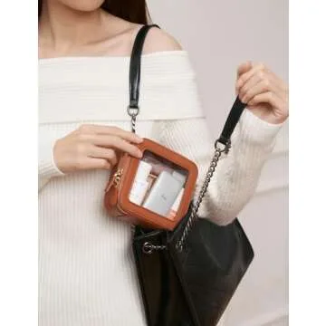 Popvibe Clear Makeup Bag Toiletry Case Travel Transparent Cosmetic Bag with Zipper, Portable Make Up Organizer Traveling Compact Car Bag for Essentials