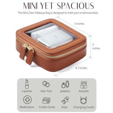 Popvibe Clear Makeup Bag Toiletry Case Travel Transparent Cosmetic Bag with Zipper, Portable Make Up Organizer Traveling Compact Car Bag for Essentials