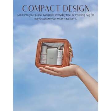 Popvibe Clear Makeup Bag Toiletry Case Travel Transparent Cosmetic Bag with Zipper, Portable Make Up Organizer Traveling Compact Car Bag for Essentials