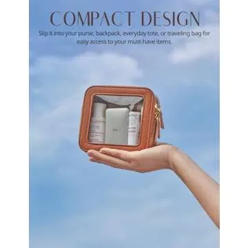 Popvibe Clear Makeup Bag Toiletry Case Travel Transparent Cosmetic Bag with Zipper, Portable Make Up Organizer Traveling Compact Car Bag for Essentials