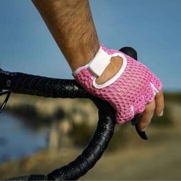 Gel Padded Leather Gym Gloves Fitness Cycling Weight Lifting Sports Wheelchair Pink/White W-1024 (X-Large)