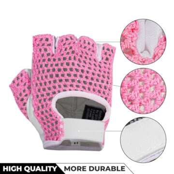 Gel Padded Leather Gym Gloves Fitness Cycling Weight Lifting Sports Wheelchair Pink/White W-1024 (X-Large)