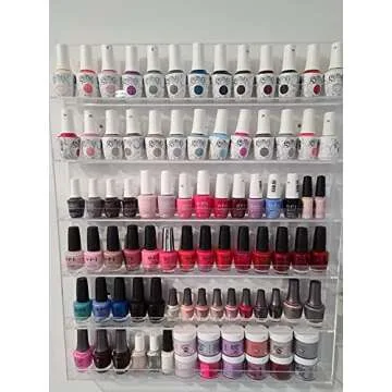 NIUBEE Acrylic Nail Polish Rack Wall Mounted Organizer Holds 120 Bottles, 6-Slot Clear Nail Polish Holder Display Shelf Storage
