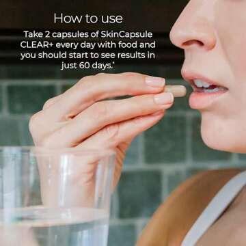 Hush & Hush SkinCapsule™ Clear+, Skin Care Supplement, Vegan, Acne Treatment for face, Clean Nutraceuticals Supplements That Contains Vitamin A, Turmeric, Dandelion Root, Zinc - 60 Capsules