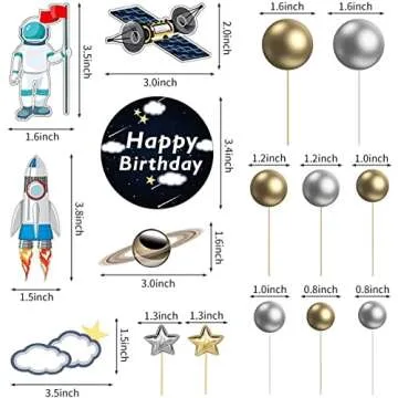22Pcs Space Themed Cake Toppers for Kids Party