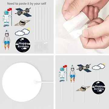 22Pcs Space Themed Cake Toppers for Kids Party