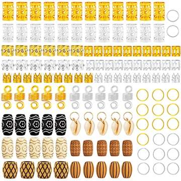 133 PCS Hair Jewelry for Braids Locs Dreadlock Accessories Hair Decoration Hair Coils Rings Dreadloc...