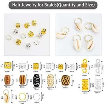 133 PCS Hair Jewelry for Braids Locs Dreadlock Accessories Hair Decoration Hair Coils Rings Dreadlocks Hair Cuffs Shells Imitation Wood-Like Hair Tube Beads for Women Gorls