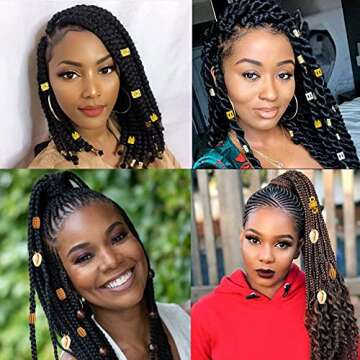 133 PCS Hair Jewelry for Braids Locs Dreadlock Accessories Hair Decoration Hair Coils Rings Dreadlocks Hair Cuffs Shells Imitation Wood-Like Hair Tube Beads for Women Gorls