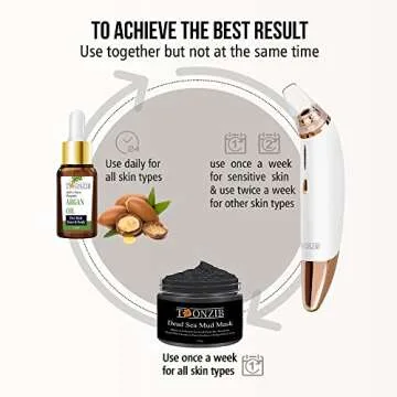 Blackhead Remover Vacuum - TOONZIB Rechargeable Pore Vacuum Blackhead Sucker - Facial Pore Cleaner Tool with 4 Suction Heads & Mud Mask and Argan Oil for All Skin Types - Women & Men