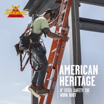 Thorogood American Heritage 8” Steel Toe Work Boots for Men - Full-Grain Leather with Moc Toe, Sli...