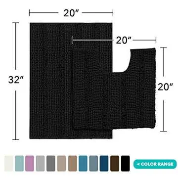 Turquoize Chenille Bathroom Rugs Set Non-Slip Bath Mats for Bathroom Super Absorbent Shaggy Rugs for...