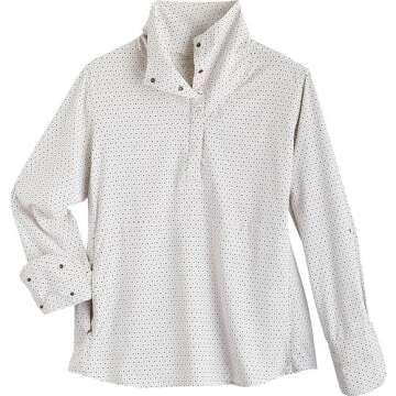 Coolibar UPF 50+ Women's Catona Funnel Neck Tunic Top - Sun Protective (X-Small- White Platte Geo)