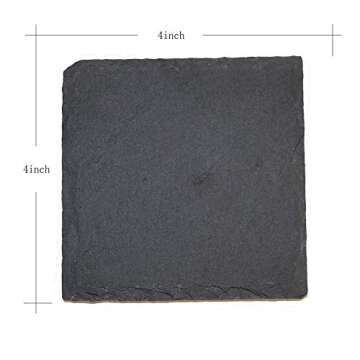 12 Pack 4 x 4 Inch Gorgeous Black Slate Stone Coasters Bulk Square Slate for Drink Bar Kitchen Home,...