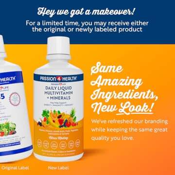 Passion 4 Life Mega Liquid Multivitamins, Trace Minerals, Amino Acids, Turmeric for Adults, Men, Wom...