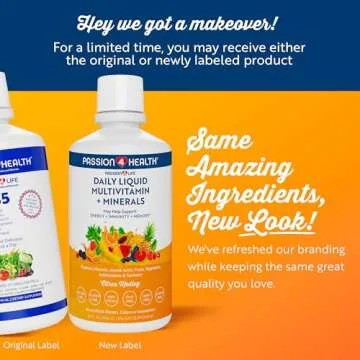 Passion 4 Life Mega Liquid Multivitamins, Trace Minerals, Amino Acids, Turmeric for Adults, Men, Wom...